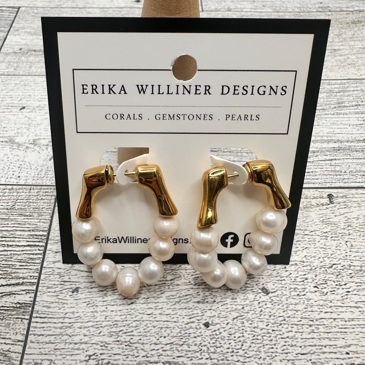 Fresh Water Pearls modern hoop | Erika Williner Designs