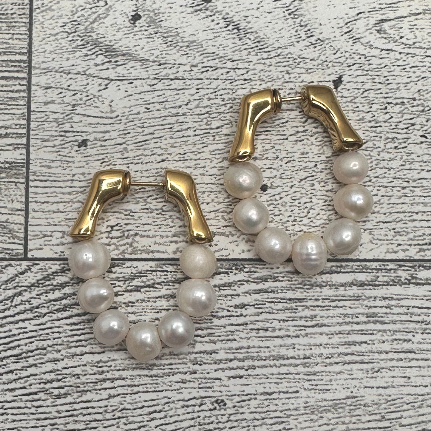 Fresh Water Pearls modern hoop | Erika Williner Designs