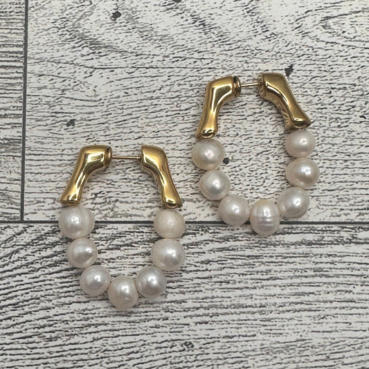 Fresh Water Pearls modern hoop | Erika Williner Designs