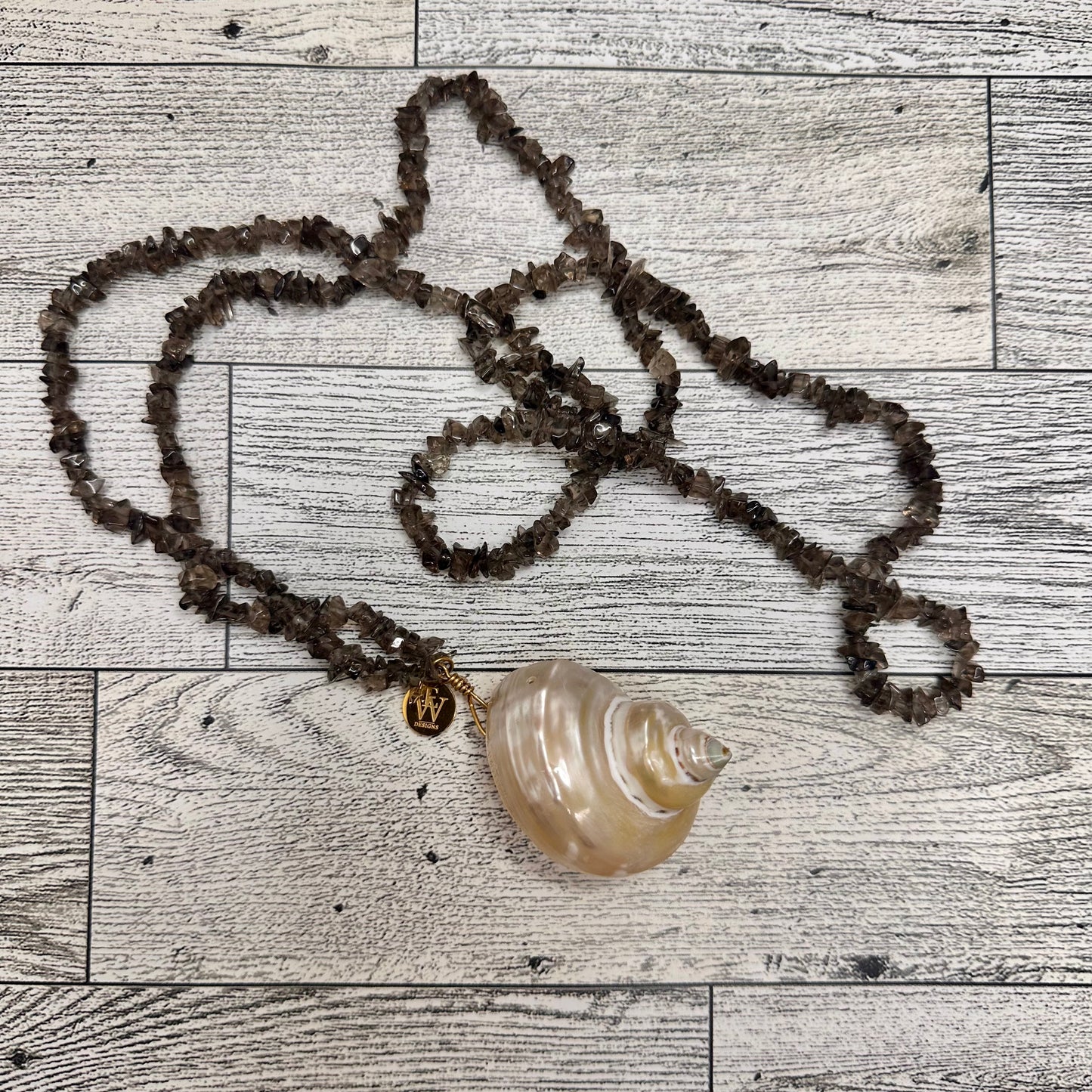 Smoky Quartz Strand with Polished Shell Pendant | Erika Williner Designs