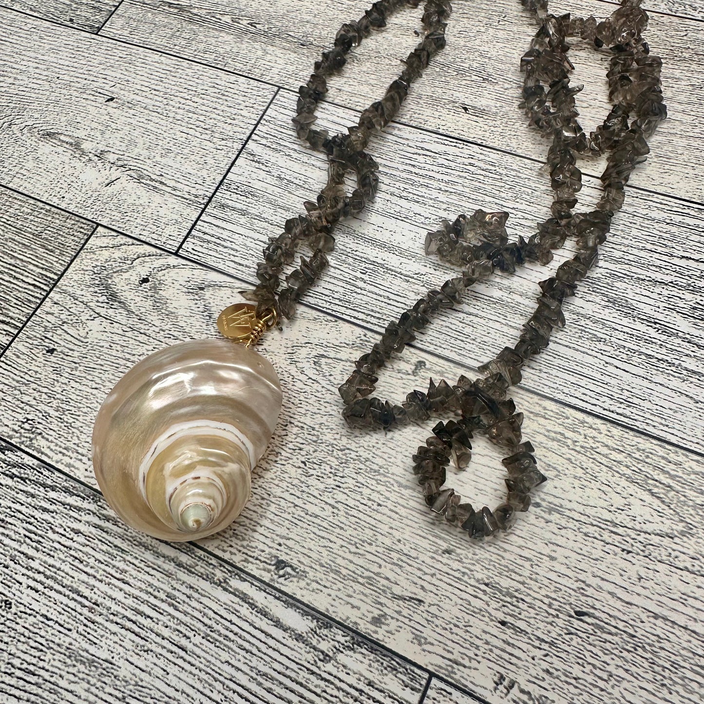 Smoky Quartz Strand with Polished Shell Pendant | Erika Williner Designs