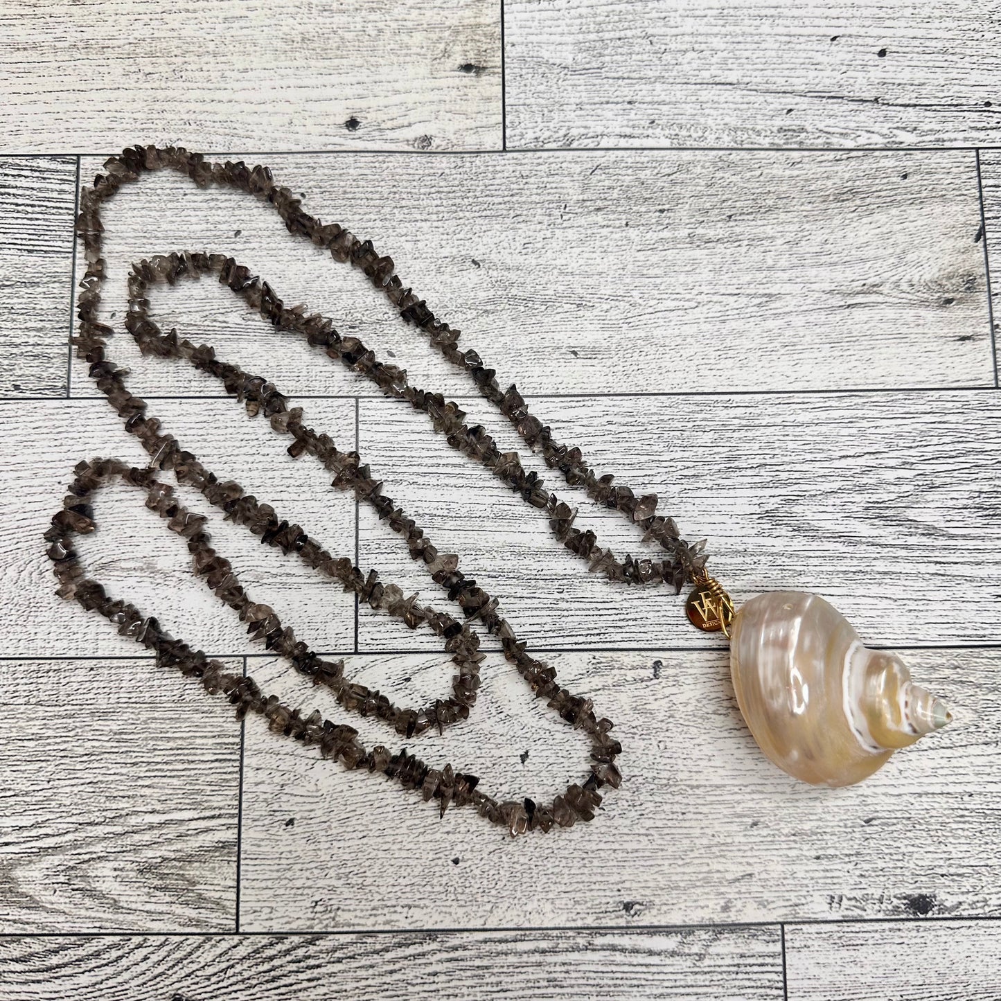 Smoky Quartz Strand with Polished Shell Pendant | Erika Williner Designs