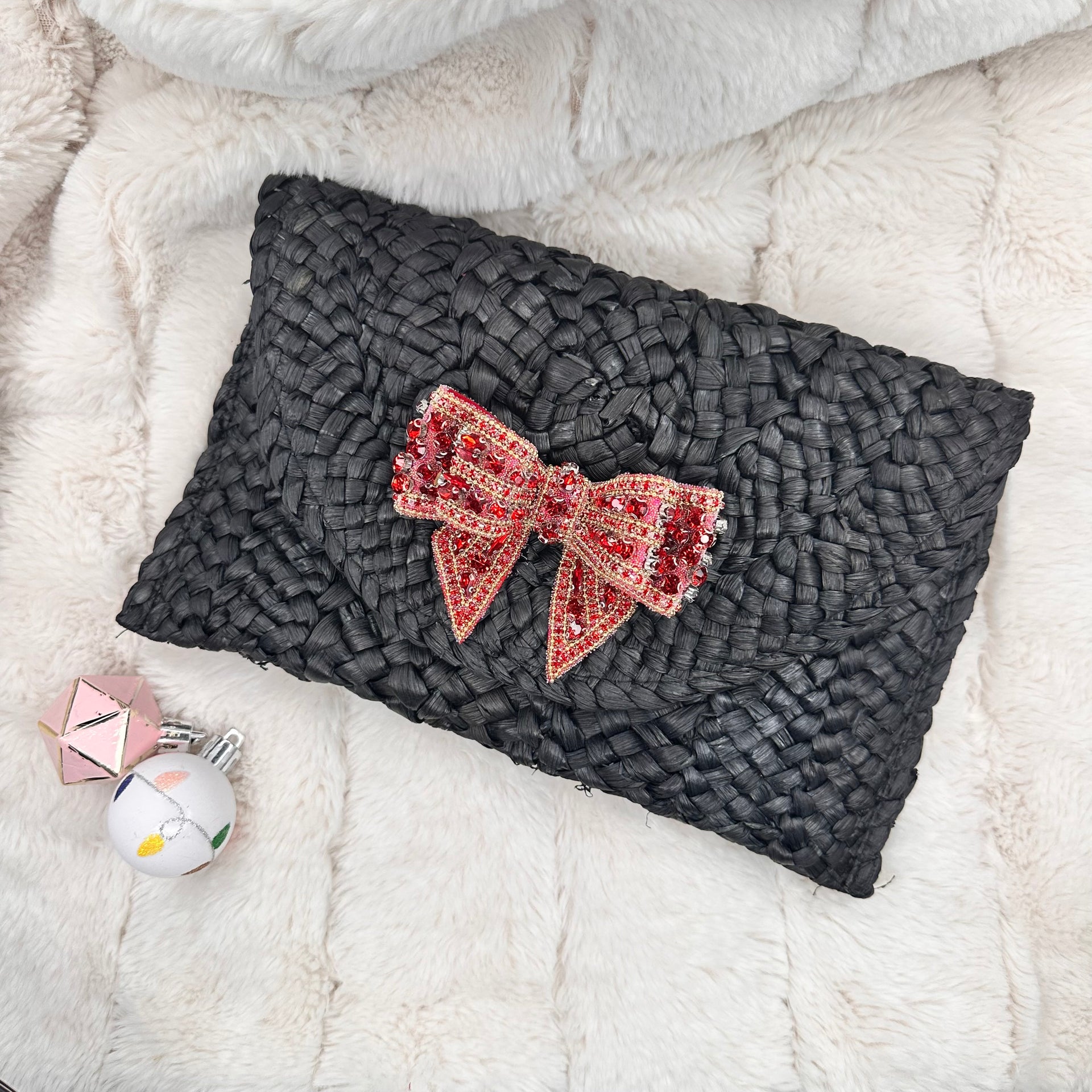 Clutch with Bow Erika Williner Designs Black/Red Bow