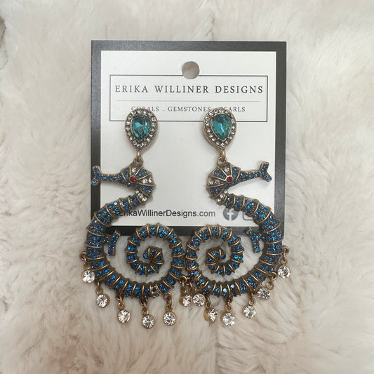 Blue Sea Horse Earrings | Erika Williner Designs