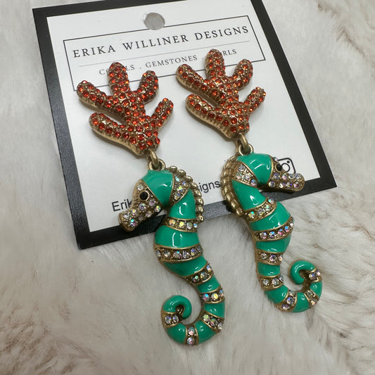 Sea Horse With Pave Coral Earrings | Erika Williner Designs