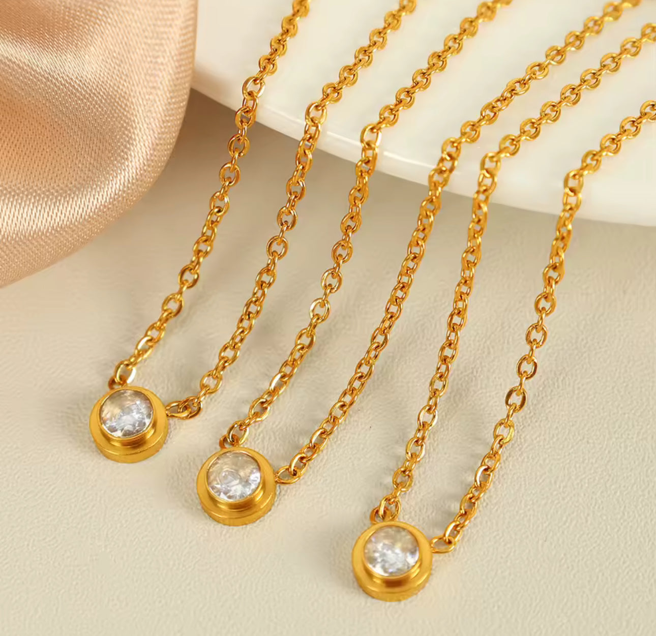 Solitary Cubic Zircon Necklace