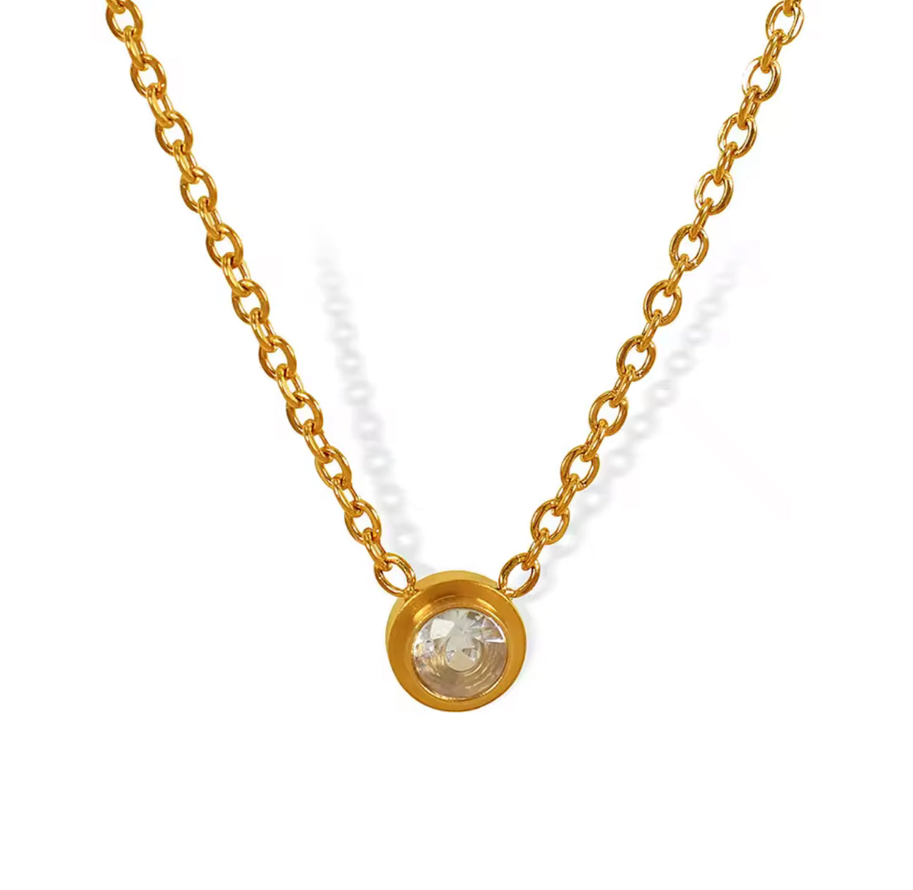 Solitary Cubic Zircon Necklace