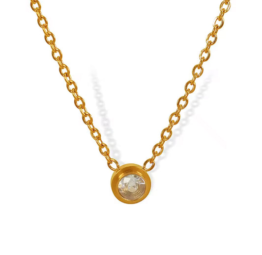 Solitary Cubic Zircon Necklace