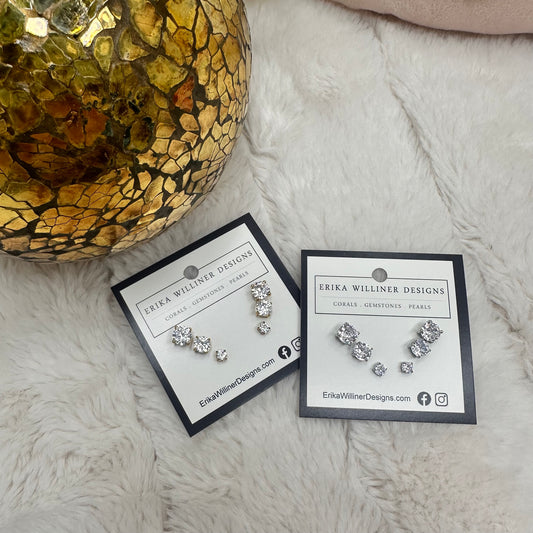 3 CZ Studs Earrings | Erika Williner Designs