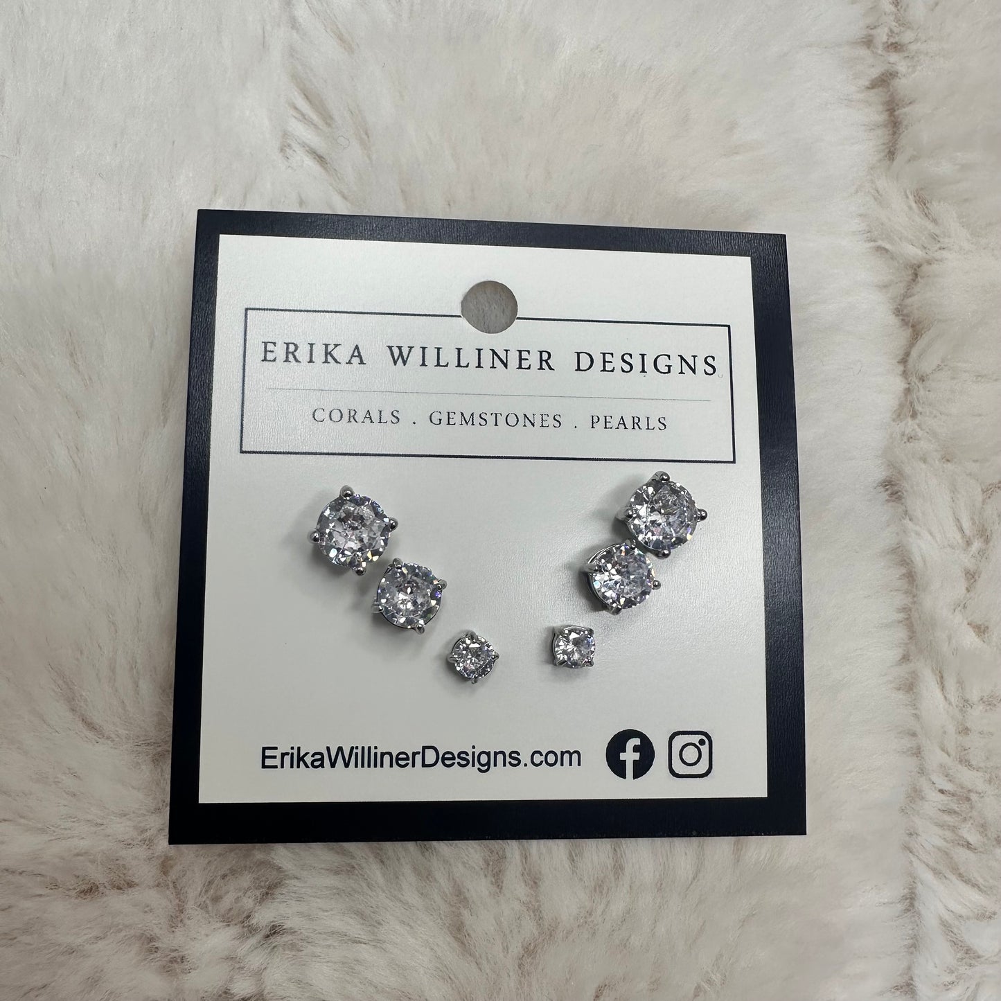 3 CZ Studs Earrings | Erika Williner Designs