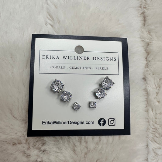 3 CZ Studs Earrings | Erika Williner Designs