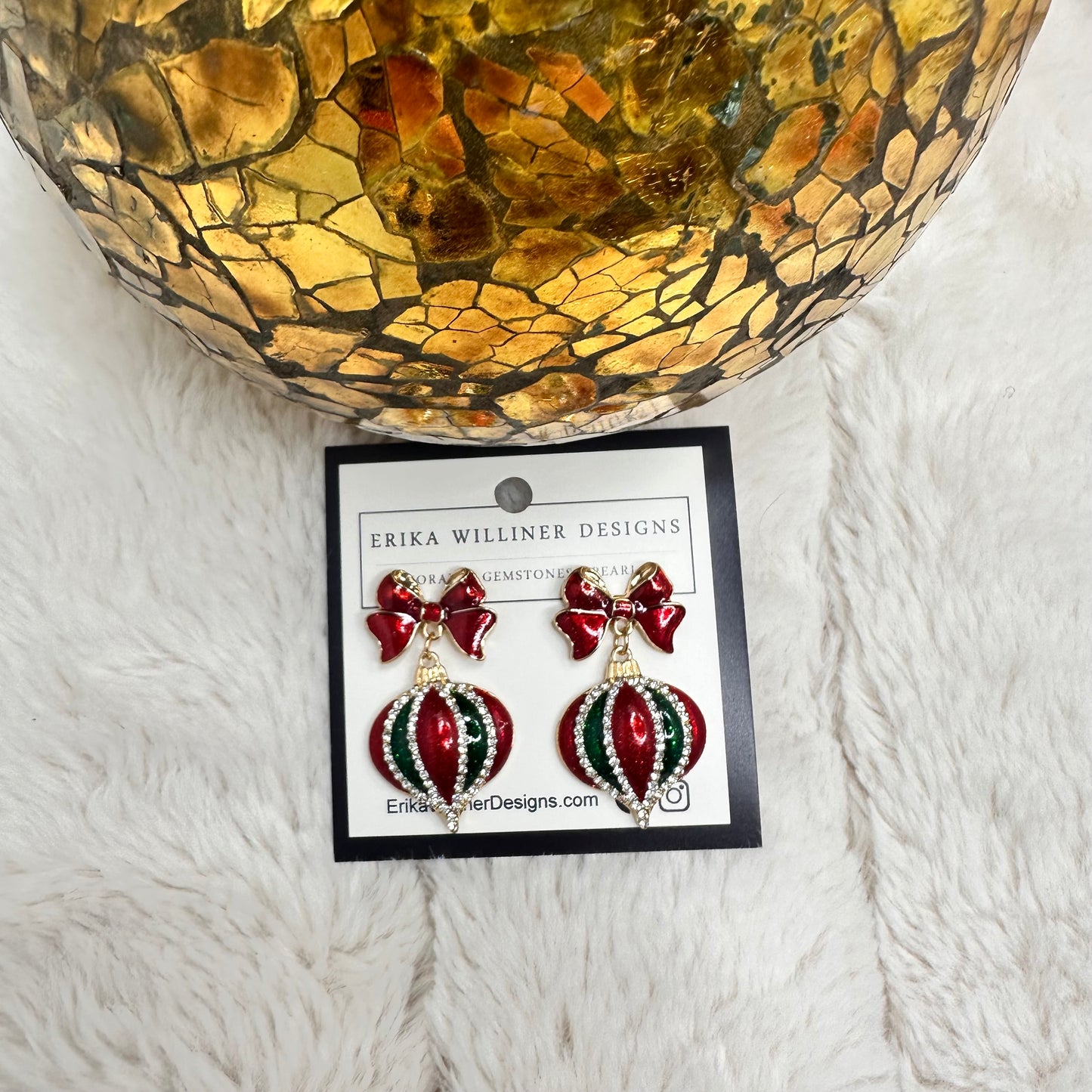 Enamel Christmas Ornament Earrings | Erika Williner Designs