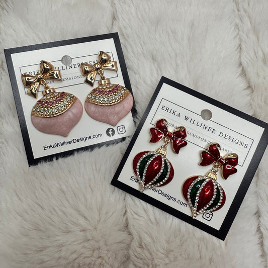 Enamel Christmas Ornament Earrings | Erika Williner Designs