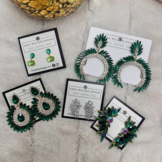 Green Sparkly Earrings | Erika Williner Designs