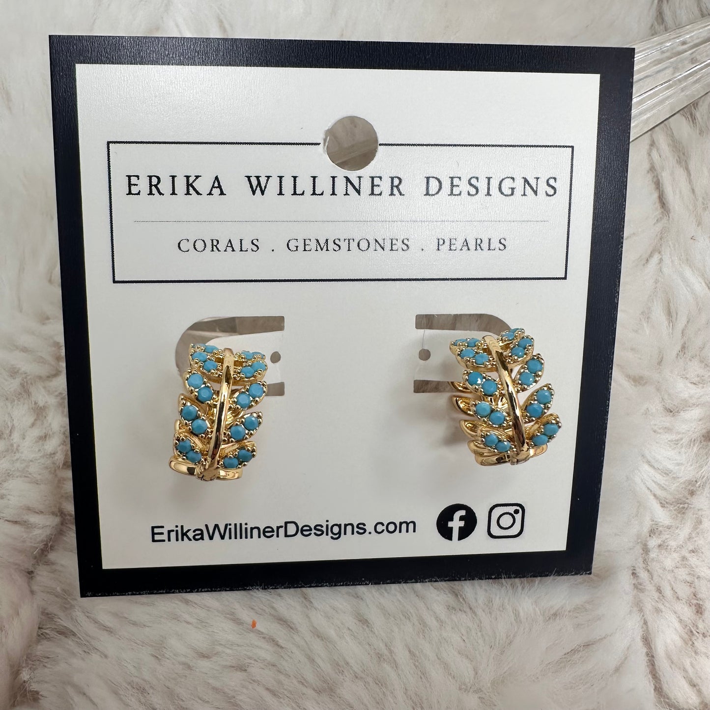 Turquoise Filigree Fern Small Hoops  | Erika Williner Designs