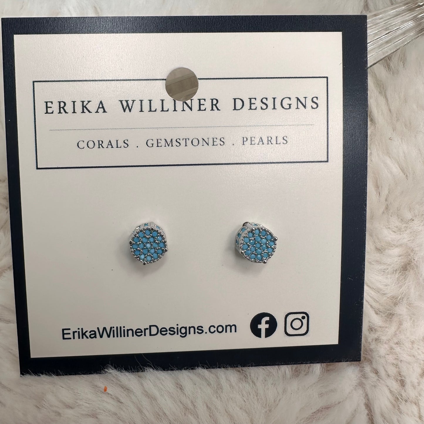 Turquoise Round Pave Studs | Erika Williner Designs