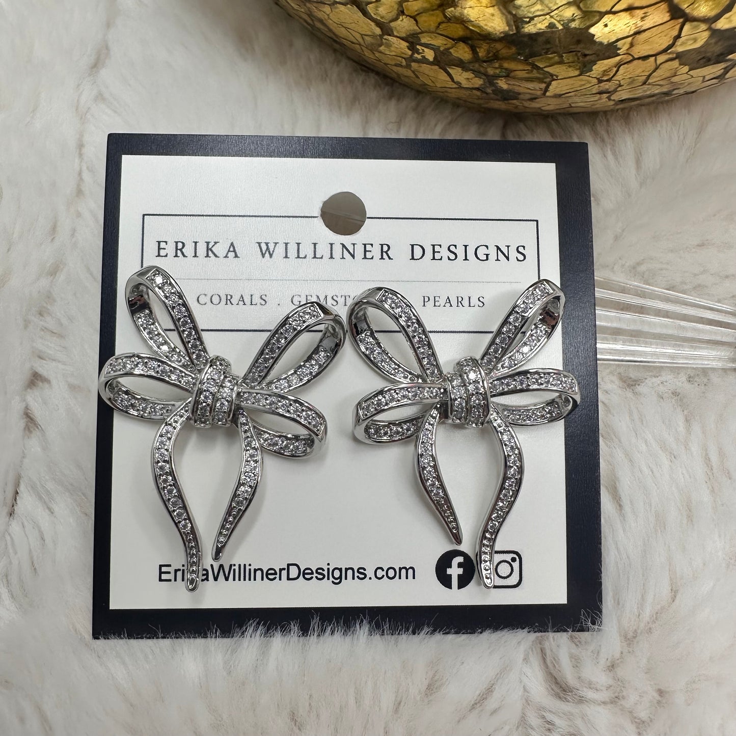 Fancy Sparkly Bow Earrings | Erika Williner Designs