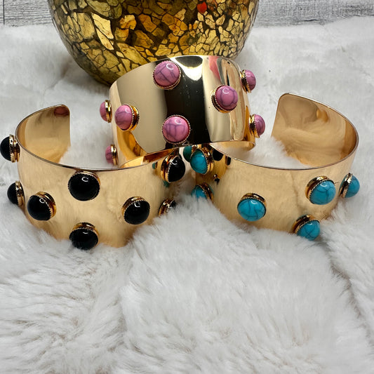 Open Cuff Wide Metal Bracelet with Details | Erika Williner Designs