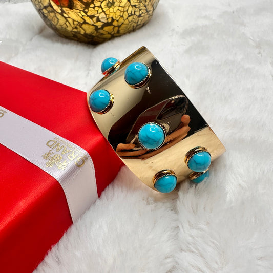 Open Cuff Wide Metal Bracelet with Details | Erika Williner Designs