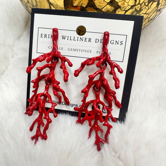 Enamel Red Coral Earrings | Erika Williner Designs