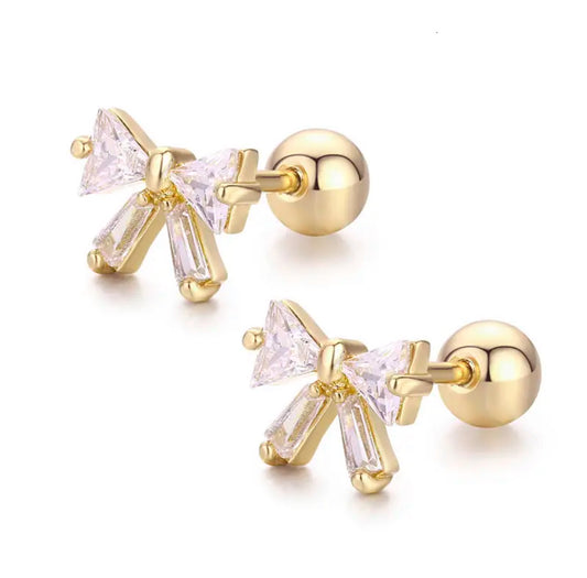 CZ tiny ribbon earrings 210-10 | Erika Williner Designs