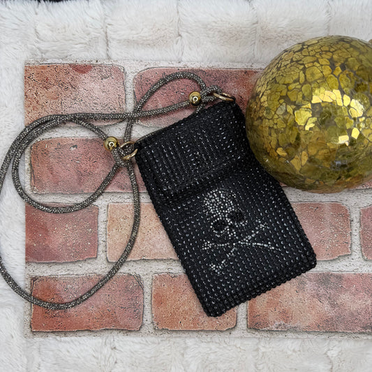 Embellished Cross Body Bag w/ crystals skull patch Special Collab for Sourced By Lou | Erika Williner Designs