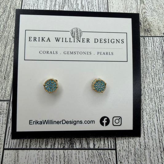 Turquoise Round Pave Studs | Erika Williner Designs