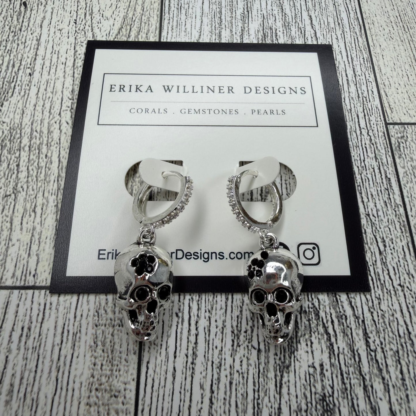 Small Hoops with skull earrings | Erika Williner Designs