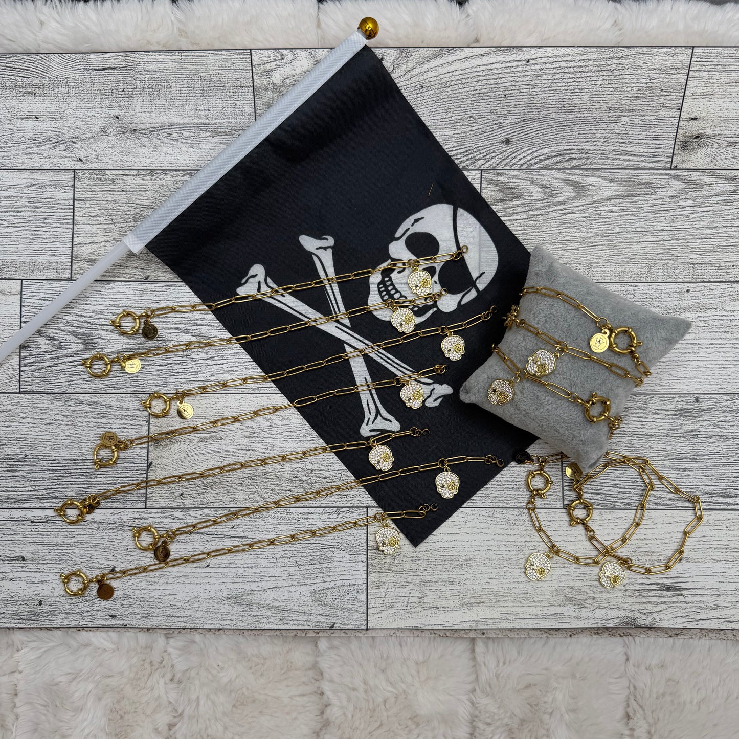 Paper Clip Bracelet with Pave Skull | Erika Williner Designs