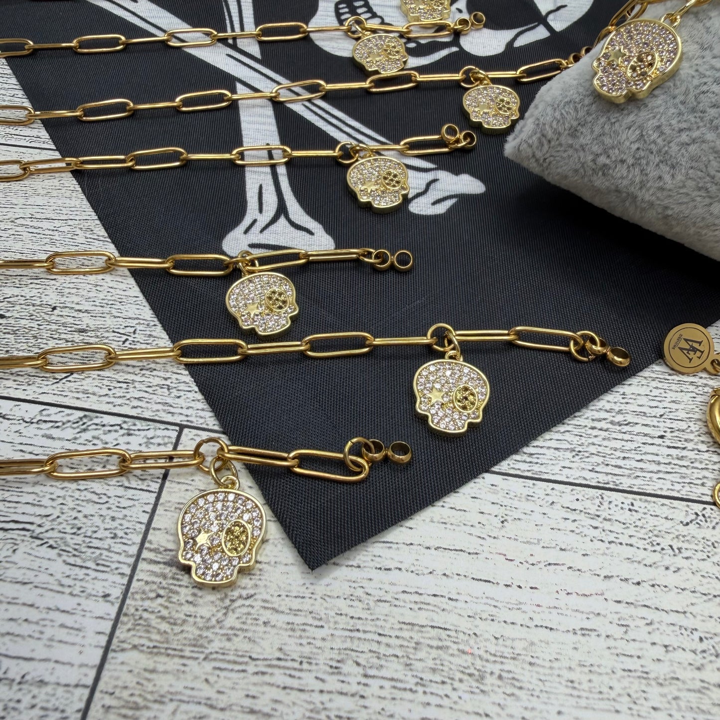 Paper Clip Bracelet with Pave Skull | Erika Williner Designs