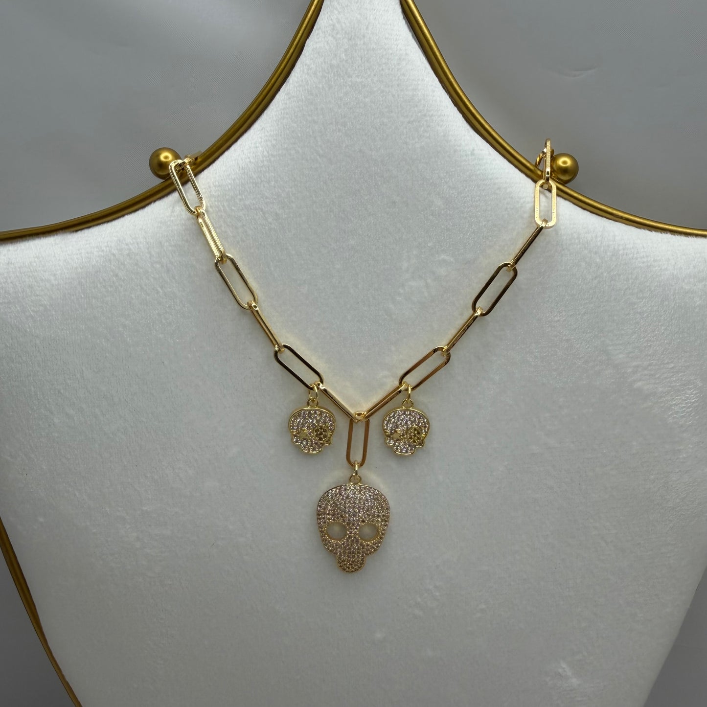 3 Skulls paper clip Necklace | Erika Williner Designs