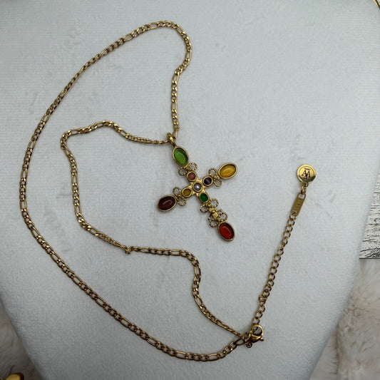 Cabochon Tiger Eye Cross Necklace | Erika Williner Designs