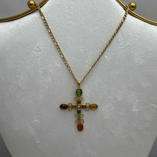 Cabochon Tiger Eye Cross Necklace | Erika Williner Designs