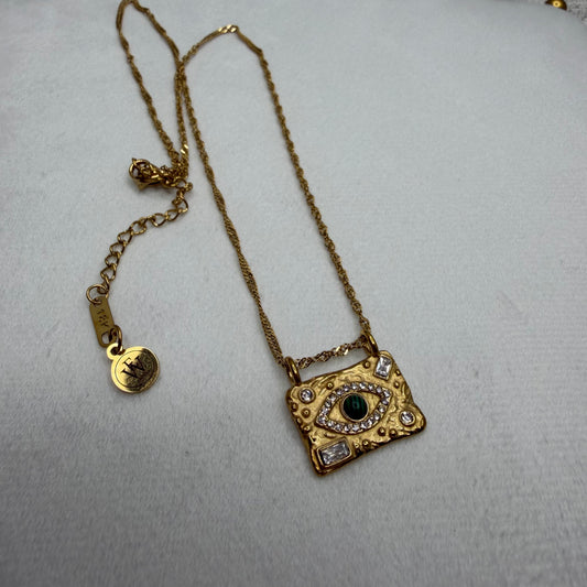 Rectangle Pendant with Evil Eye Necklace | Erika Williner Designs