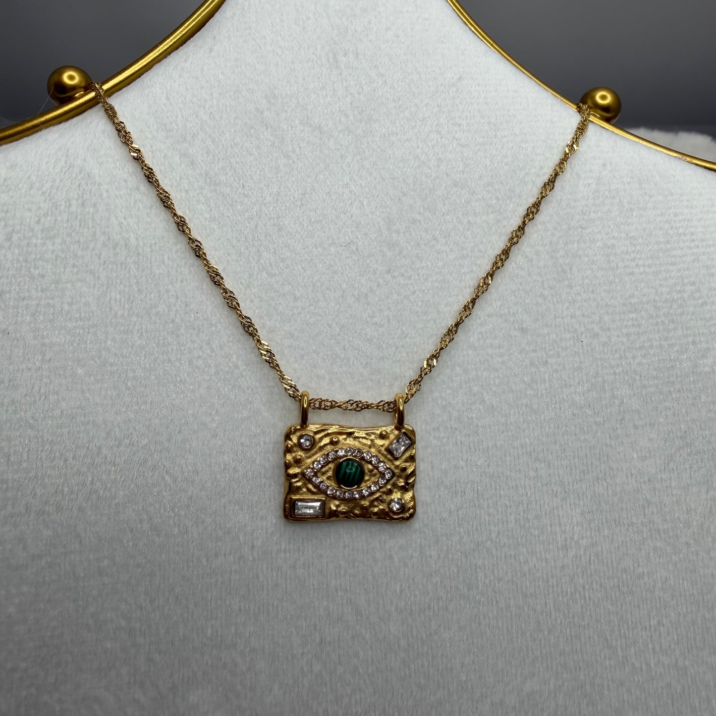 Rectangle Pendant with Evil Eye Necklace | Erika Williner Designs