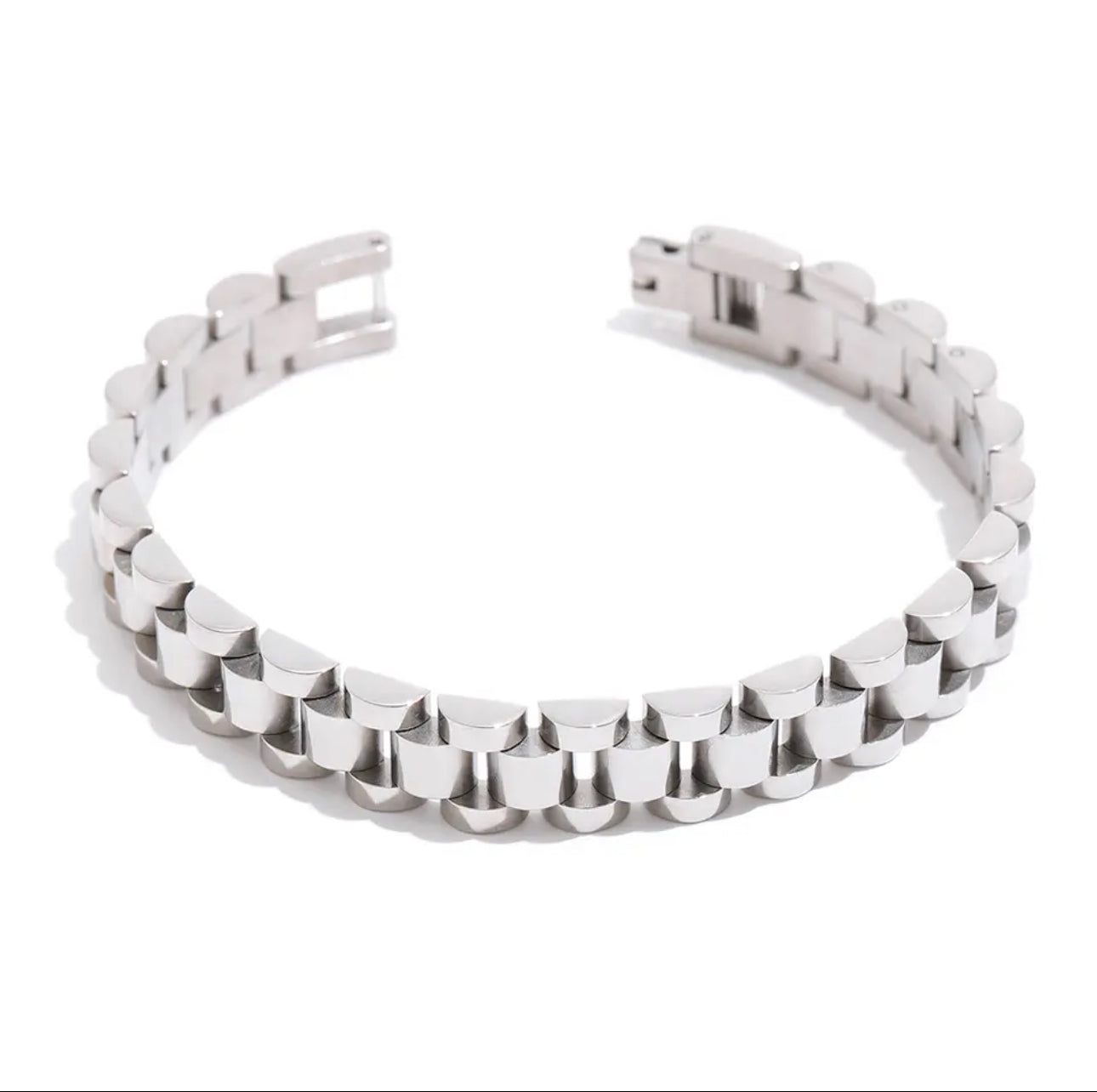 silver stainless steel rolls bracelet