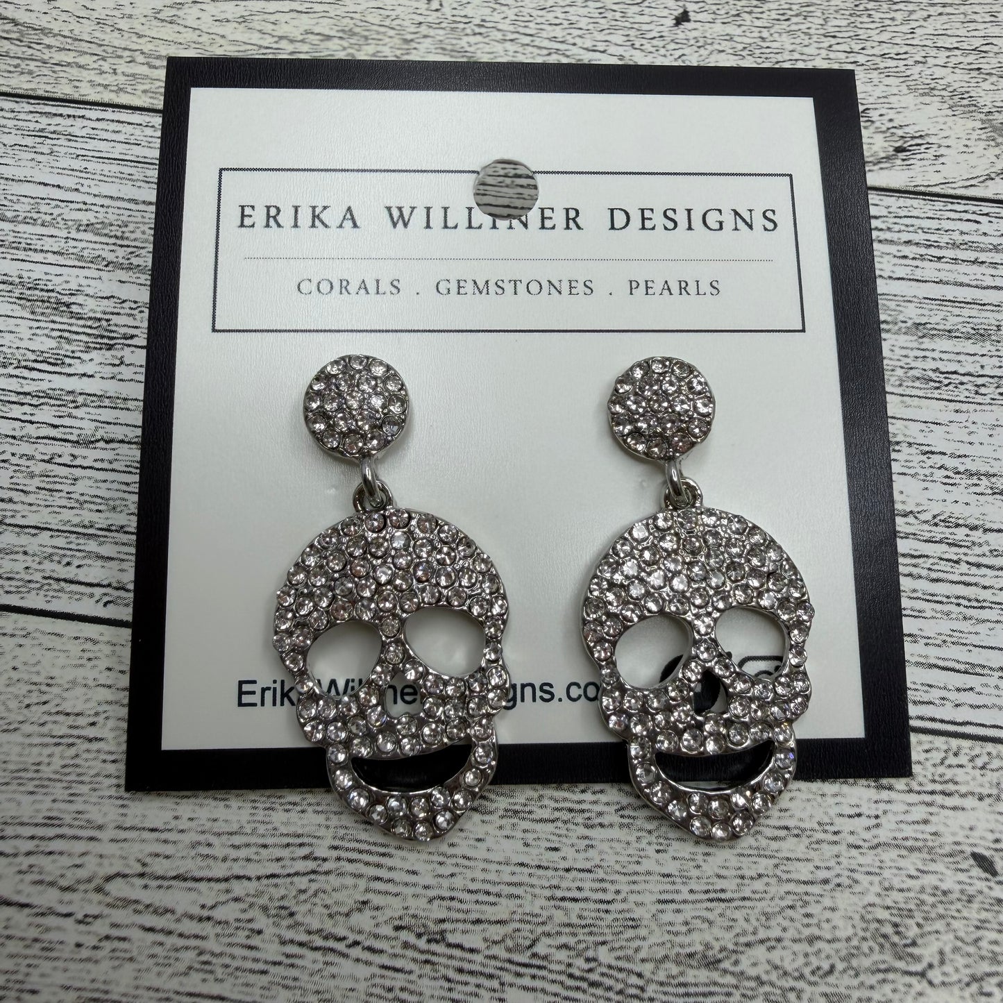 Sparkly Silver Skull Earrings | Erika Williner designs