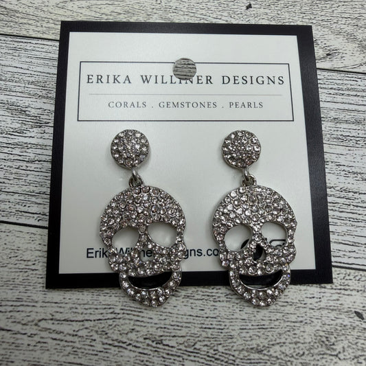 Sparkly Silver Skull Earrings | Erika Williner designs