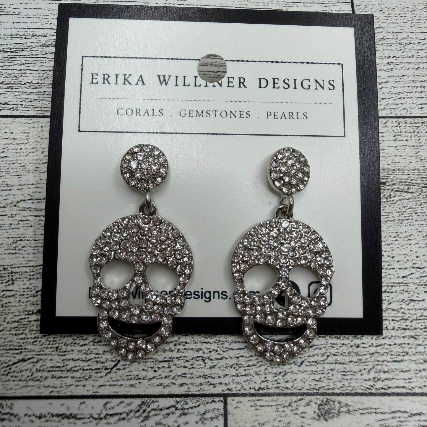 Sparkly Silver Skull Earrings | Erika Williner designs