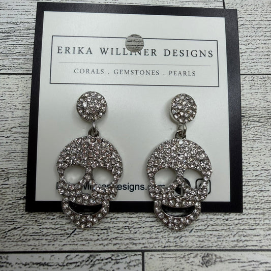 Sparkly Silver Skull Earrings | Erika Williner designs