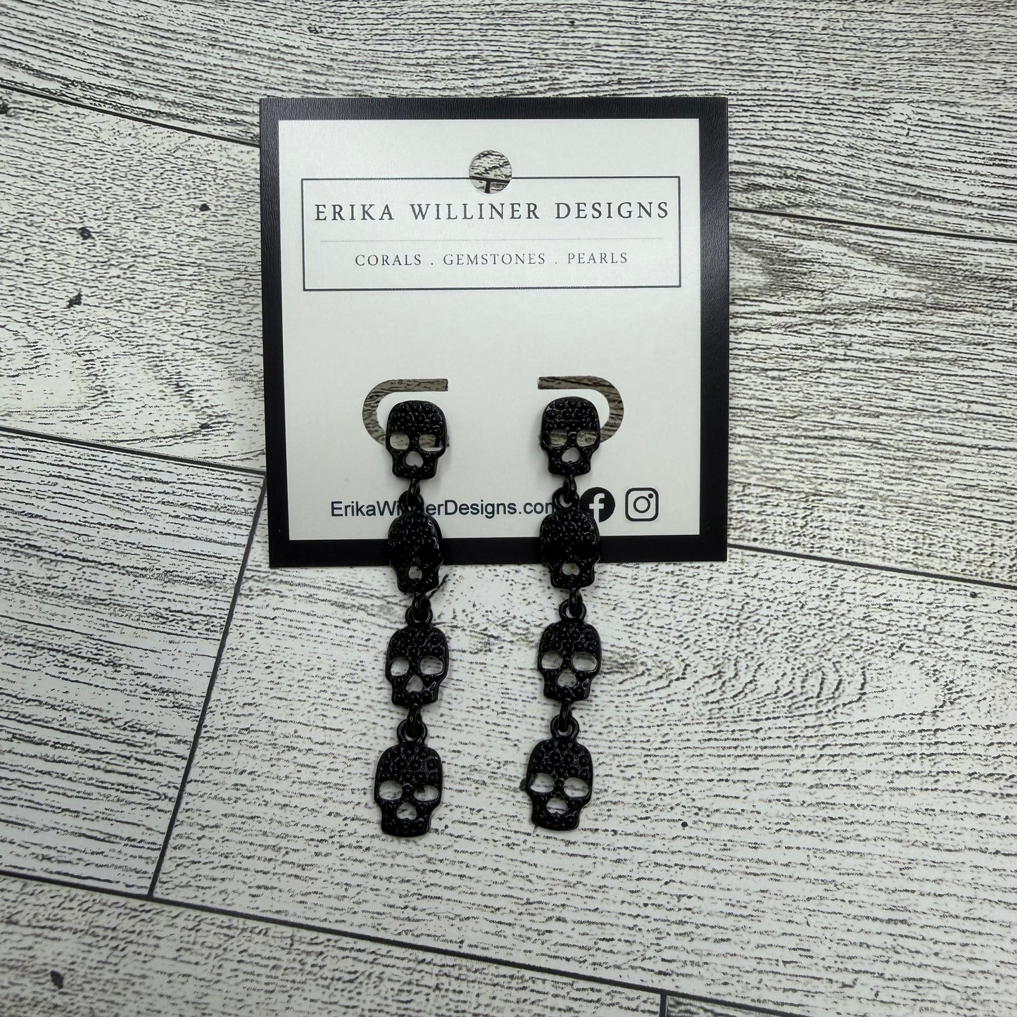 Black Dangle Skulls Earrings | Erika Williner Designs