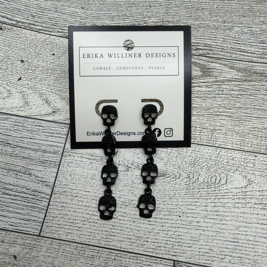 Black Dangle Skulls Earrings | Erika Williner Designs