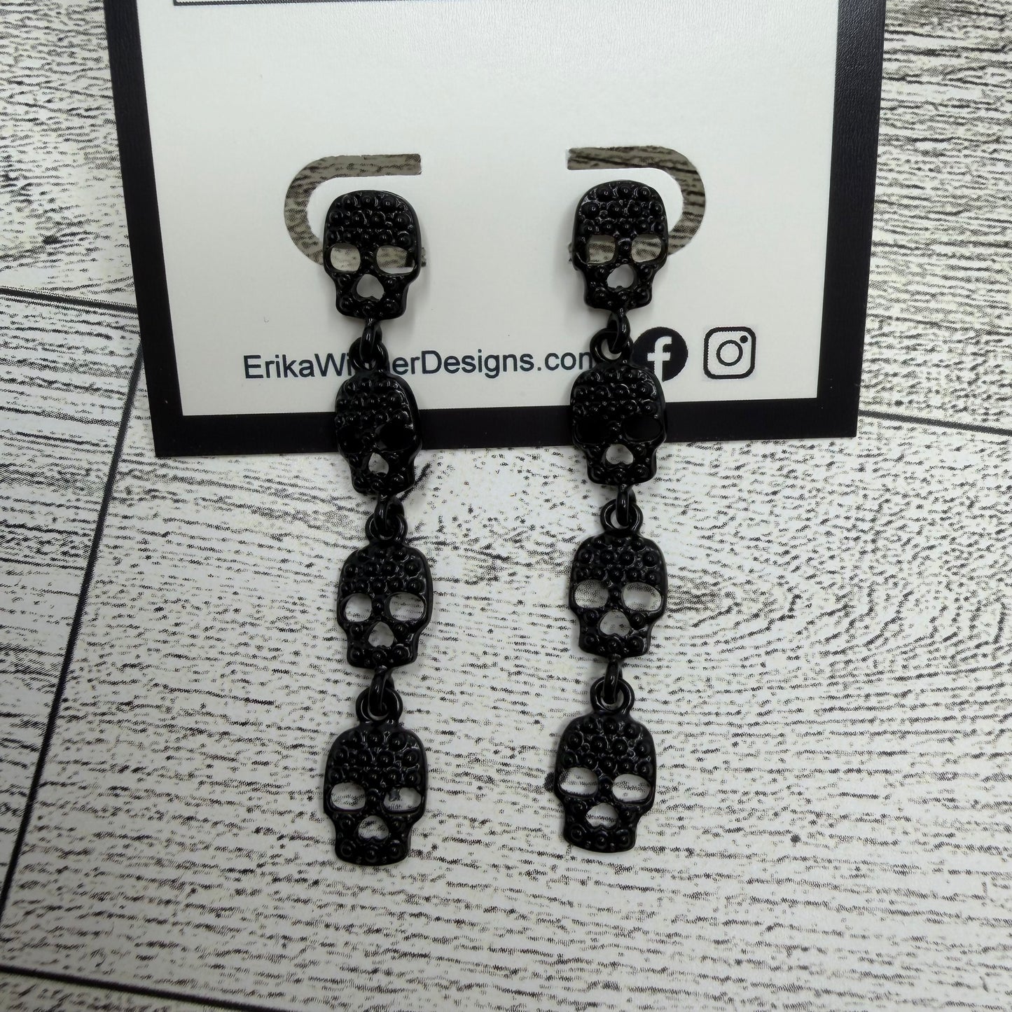 Black Dangle Skulls Earrings | Erika Williner Designs