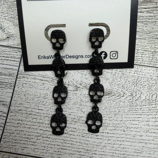 Black Dangle Skulls Earrings | Erika Williner Designs