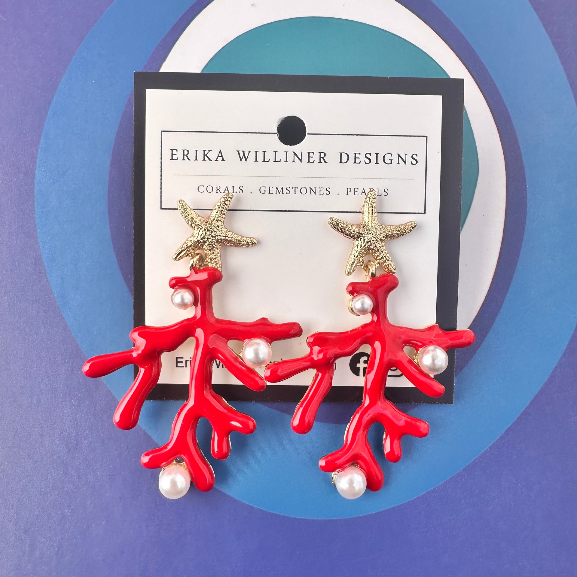 Red Coral Enamel Branches Earrings Erika Williner Designs