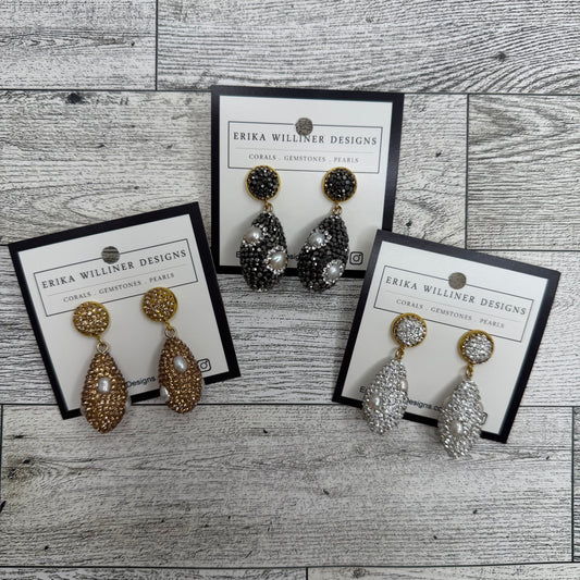 Embellished Elongated Bead Earrings | Erika Williner Designs