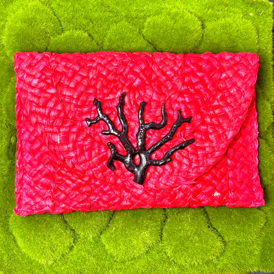 red clutch with black coral