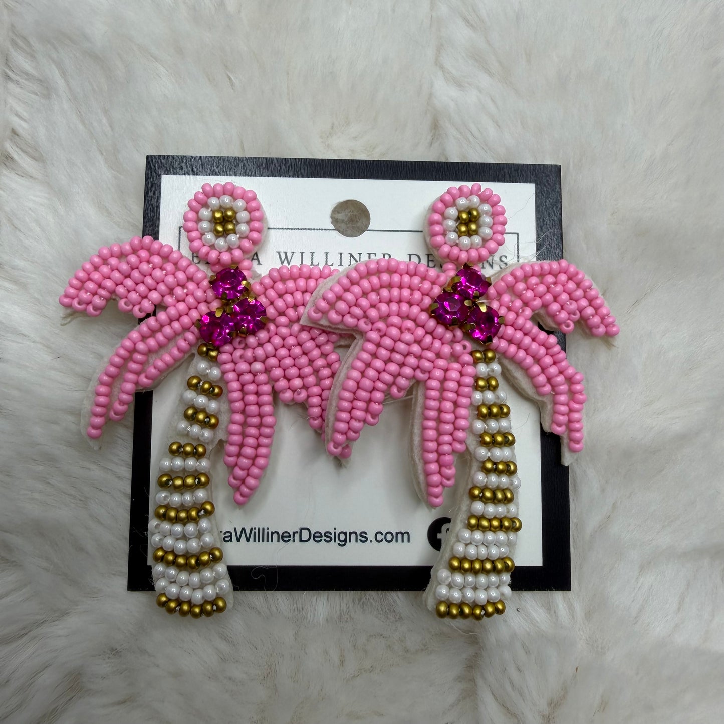 Pink Palm Tree Earrings | Erika Williner Designs