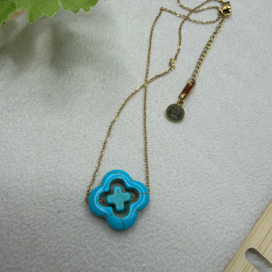 Turquoise Quatrefoil Cross Necklace | Erika Williner Designs