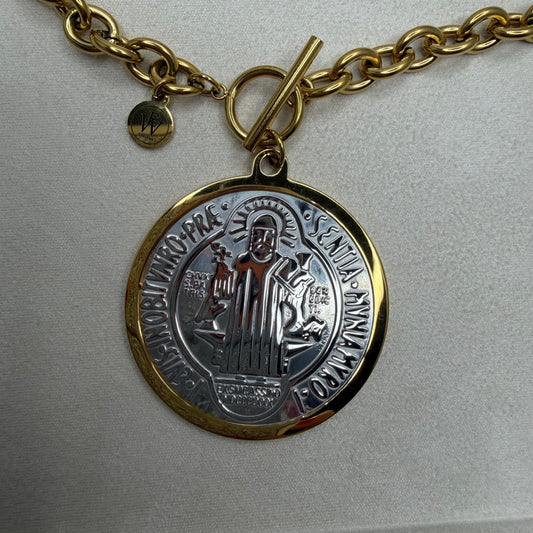Saint Benedict Big Medallion Necklace | Erika Williner Designs